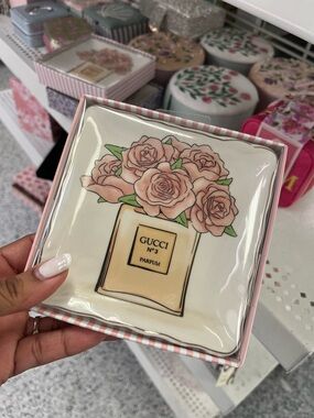 Pink Floral Ceramic Trinket Dish